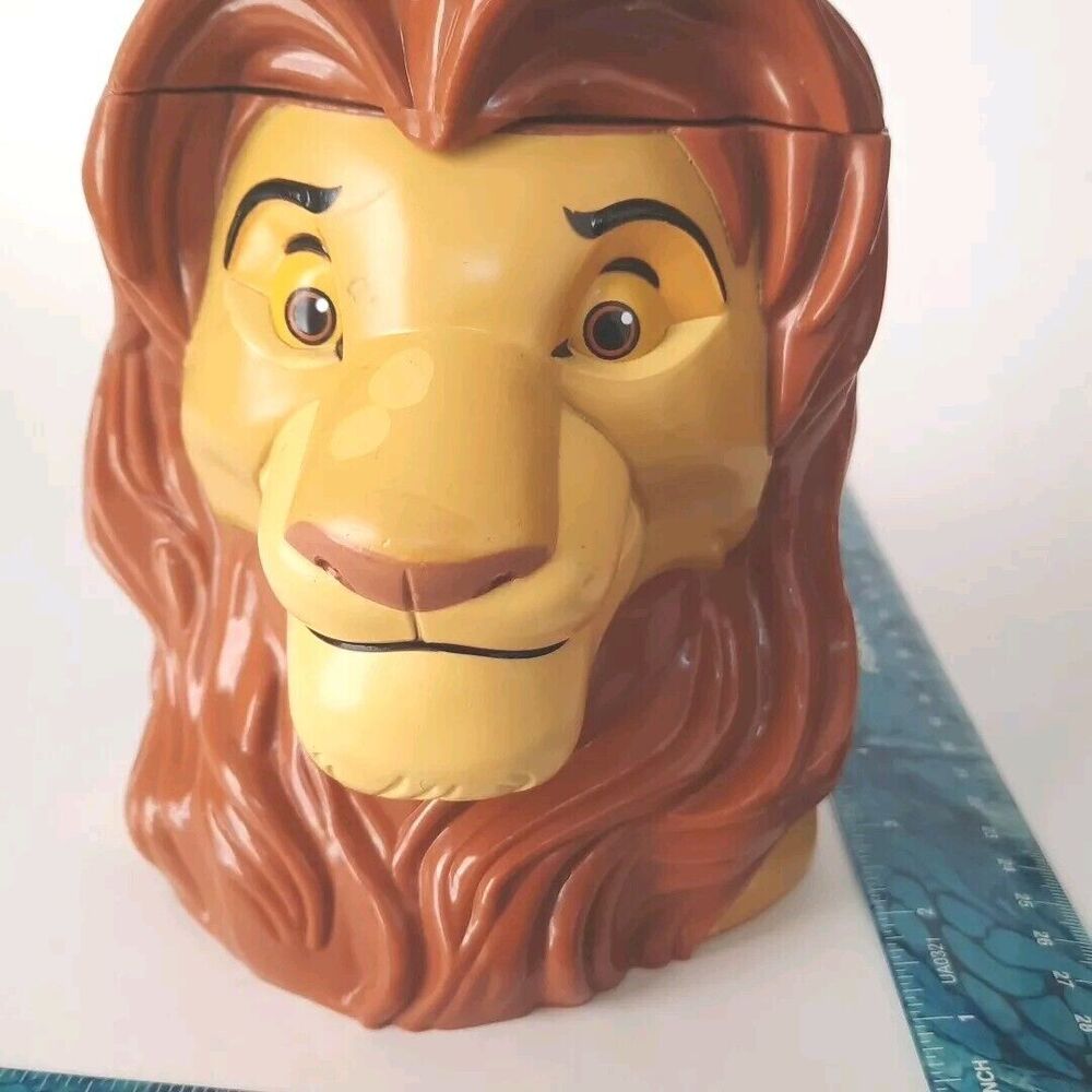 Simba Mug Cup Stein Flip Top Lid The Lion King On Ice Vintage 1998 DISNEY 3D